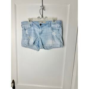 Hollister Y2K Denim Shorts Size 13 / 31 Distressed Mid-rise Light Wash Denim